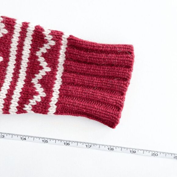 Hudson’s Bay Womens Jacket Full Zip Fair Isle Lambswool Red White Size Medium - Picture 5 of 6